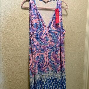 LILLY PULITZER JOHANA COVER UP/DRESS COASTAL BLUE SIZE L